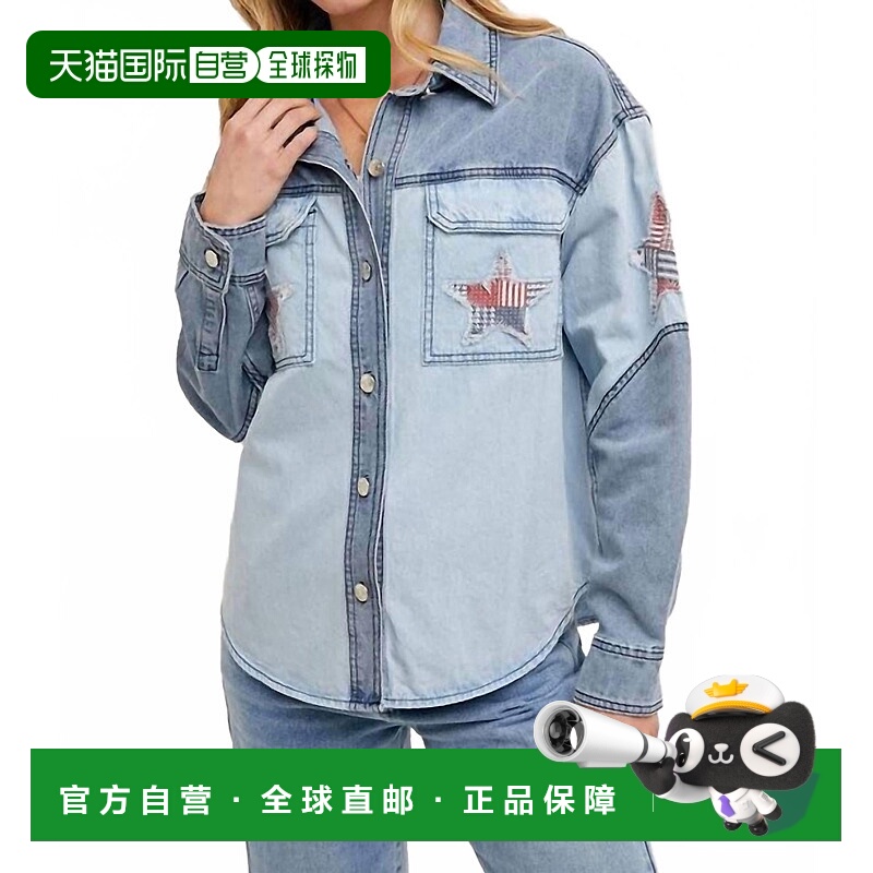 自营bluivyDenim Star Patchwork Shirt In Blue - blue 美国奥莱