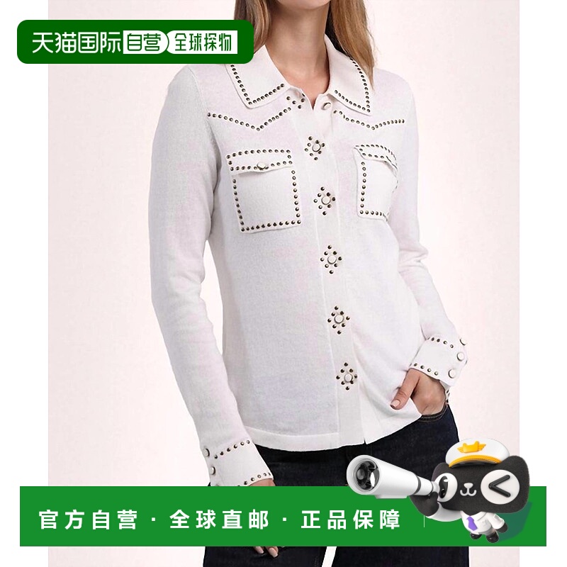 自营minnie roseCotton Cashmere Hot Fix Button Down Shirt In