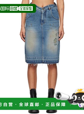 1h可退 【美国直邮】we11done 蓝色爱心牛仔中长裙 女装 女士精品