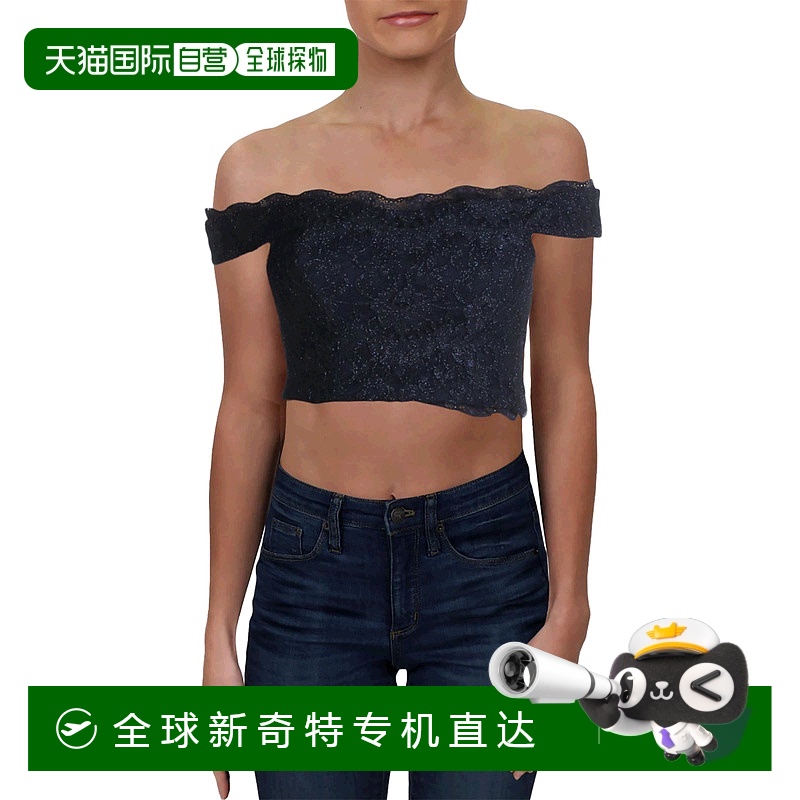 自营 speechless青少年女式蕾丝闪光短款上衣 - 海军蓝 美国奥莱