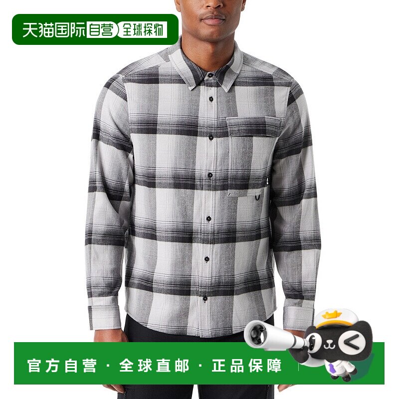 自营 Bass户外法兰绒衬衫男式灰色格子长袖纽扣UPS819-灰色 美国