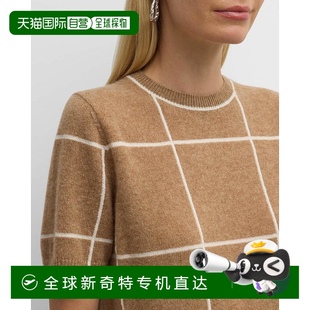 驼色多驼色 自营 套头衫 lafayette 美 148羊绒网格Intarsia短袖