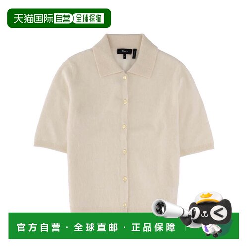 自营theory宽松短袖羊绒休闲衬衫-灰色 美国奥莱直发
