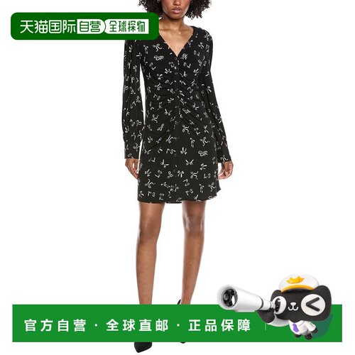 自营CeCe V-Neck Button Front Shirred Shirtdress - black 美国