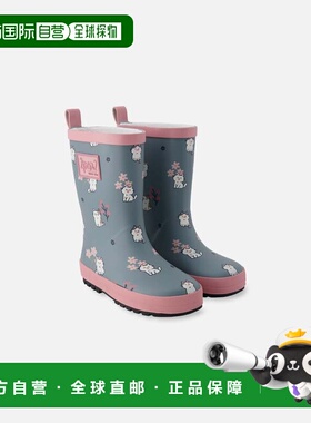 自营deux par deuxRain Boots in Natural Rubber Green Cat Prin
