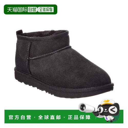 自营UGG Kids Classic Ultra Mini Suede Boot - black 美国奥莱