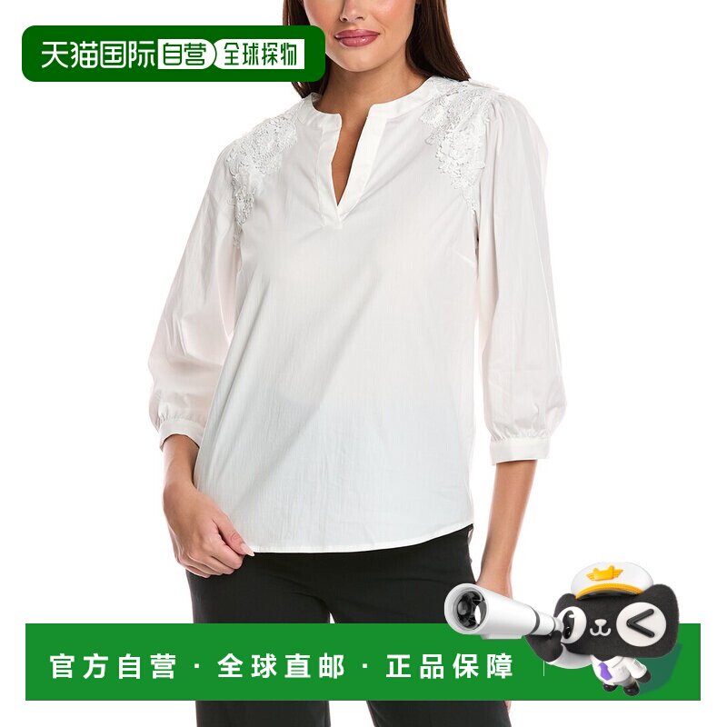 自营 T Tahari A字型衬衫-白色 泡泡袖美国直发奥莱长袖