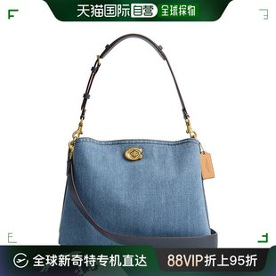 女士 美国直邮 coach 单肩包蔻驰中号牛仔手提包背包牛仔布