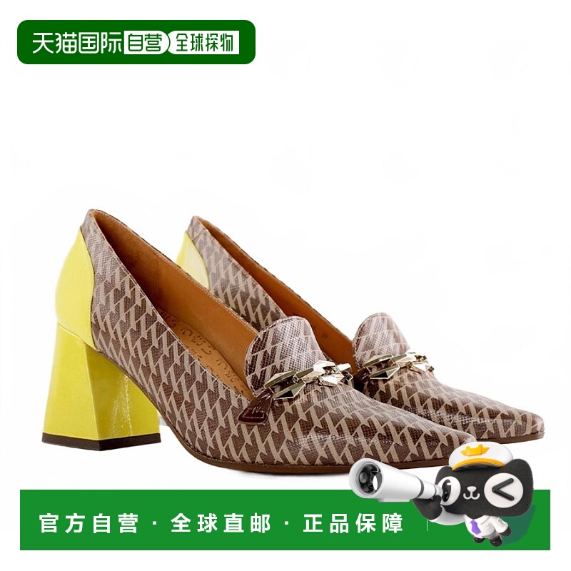 自营 chie mihara女式Ayuso块状高跟鞋，棕色/青柠色 美国奥莱直