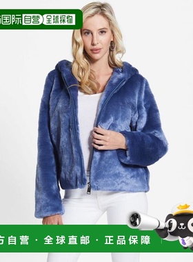 自营Guess Marabou Women's Coat - blue 美国奥莱直发