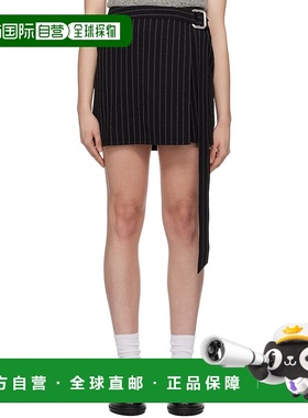 1h可退 香港直邮潮奢 Ami Paris 女士 黑色条纹短裙 FSK119WV0040