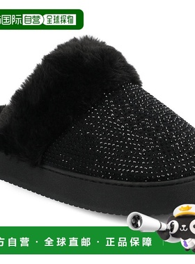 自营 journee collectionJournee女式Ember拖鞋-黑色 美国奥莱直