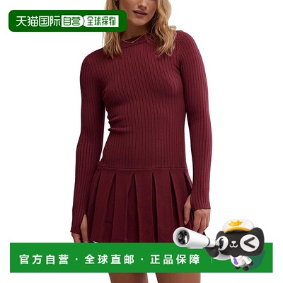 自营Free People Emmy Mini Dress Women's Red Stretch Pleated