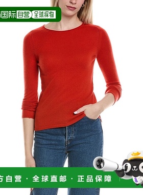 自营sofiacashmere圆领羊毛和羊绒混纺毛衣-橙色 美国奥莱直发