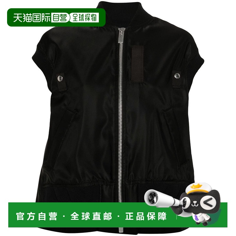 1h可退 香港直邮潮奢 Sacai 女士 拉链马甲 SCW203 black黑色 舒
