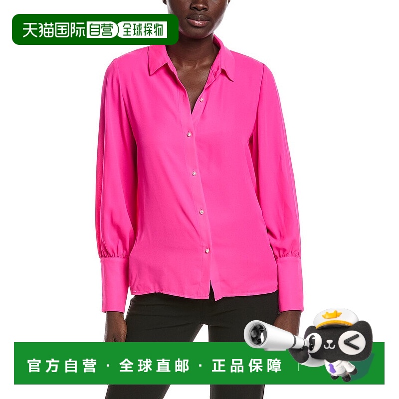 自营CeCe Button-Down Collared Tall Cuff Blouse - pink 美国奥