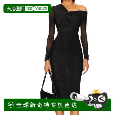 自营 diane von furstenberg黑色亮眼透明袖连衣裙 美国奥莱直发