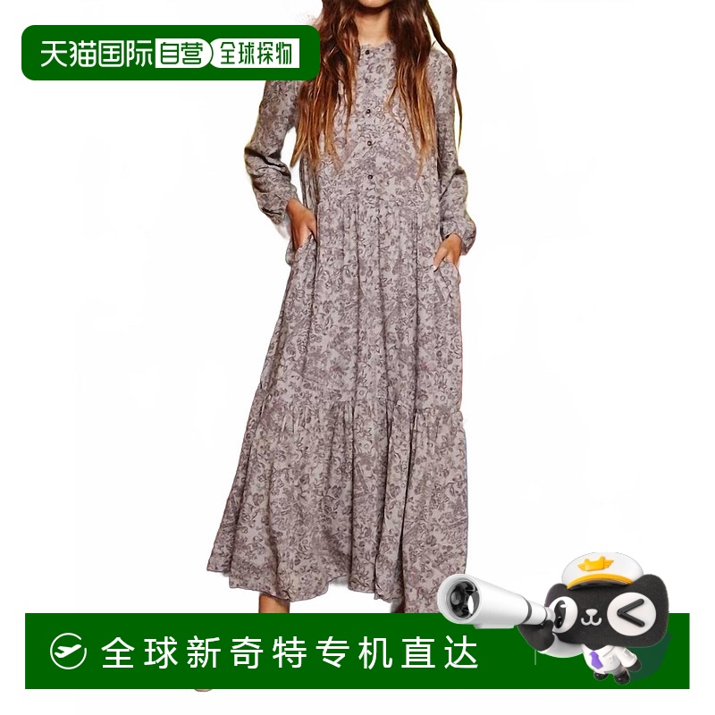 自营 bucketlist驼色花朵印花分层迷笛连衣裙 【美国奥莱】直发