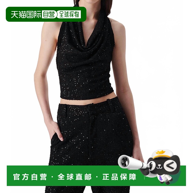 自营iroMasanne Sequin Halter Top In Black - black 美国奥莱直
