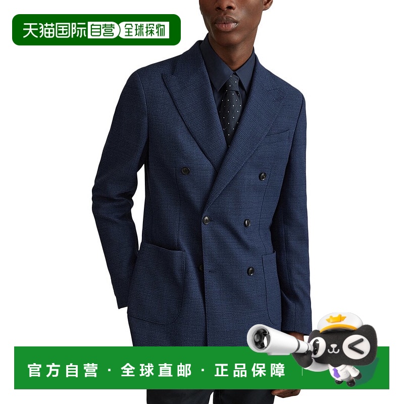 自营 Reiss Gwynne亚麻混纺运动夹克-靛蓝色 美国奥莱直发