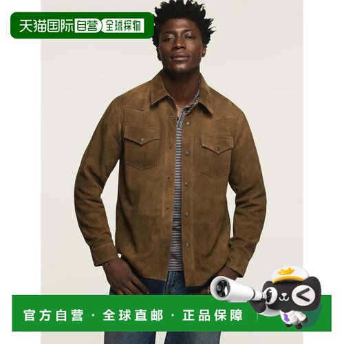 美国直邮自营lucky brand拉奇品牌男士麂皮西部衬衫夹克-碎石色
