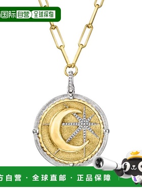 自营Ross-Simons 2 色纯银钻石月亮和星星吊坠项链 - 20 英寸 美