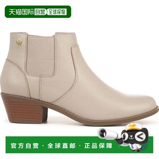 自营Vionic Finn Boots Women's Oatmeal Leather Block Heel Ank