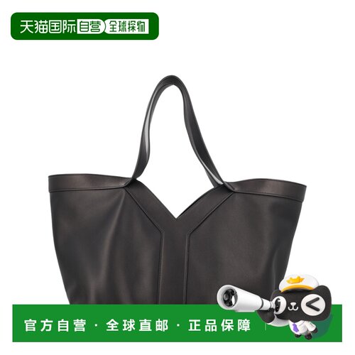 自营saint laurent黑色小牛皮手提包，搭配Y形接缝装饰-黑色 美国