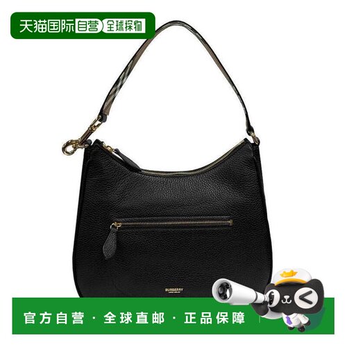 自营Burberry Women's Hobo Leather Check Strap Shoulder Bag,