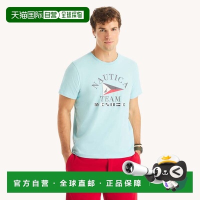 自营Nautica Mens Flag Graphic T-Shirt - sky blue pantone 14-