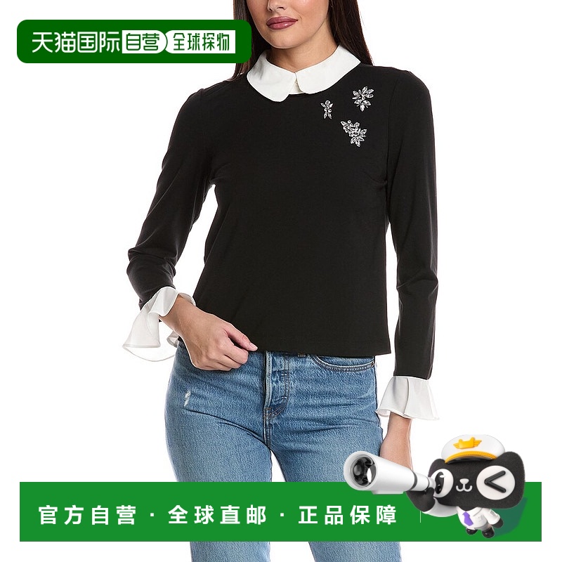 自营 CeCe圆领上衣-黑色 美国奥莱直发长袖