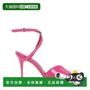 美国奥莱直发 粉红色 自营manolo blahnik粉红色漆皮厚拉尼凉鞋