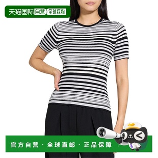 自营 Theory Rib Stripe Wool T-Shirt - black 美国奥莱直发上衣