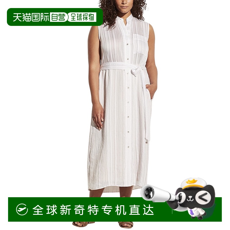 自营Vince Drapey条纹衬衫连衣裙-黑色 【美国奥莱】直发
