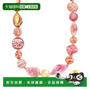 自营 Ross-Simons 意大利粉色和金色穆拉诺玻璃珠项链 18 克拉金