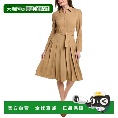 自营English Factory Pleated Collared Midi Dress - brown 美国