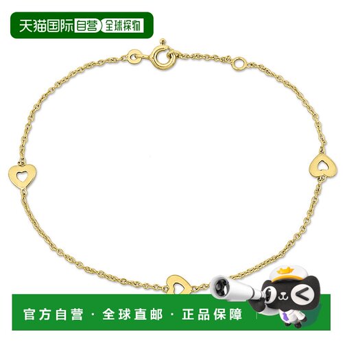 自营 Mimi & Max 儿童珐琅心形吊饰 Rolo 链环手链 14k 金 - 6.5+