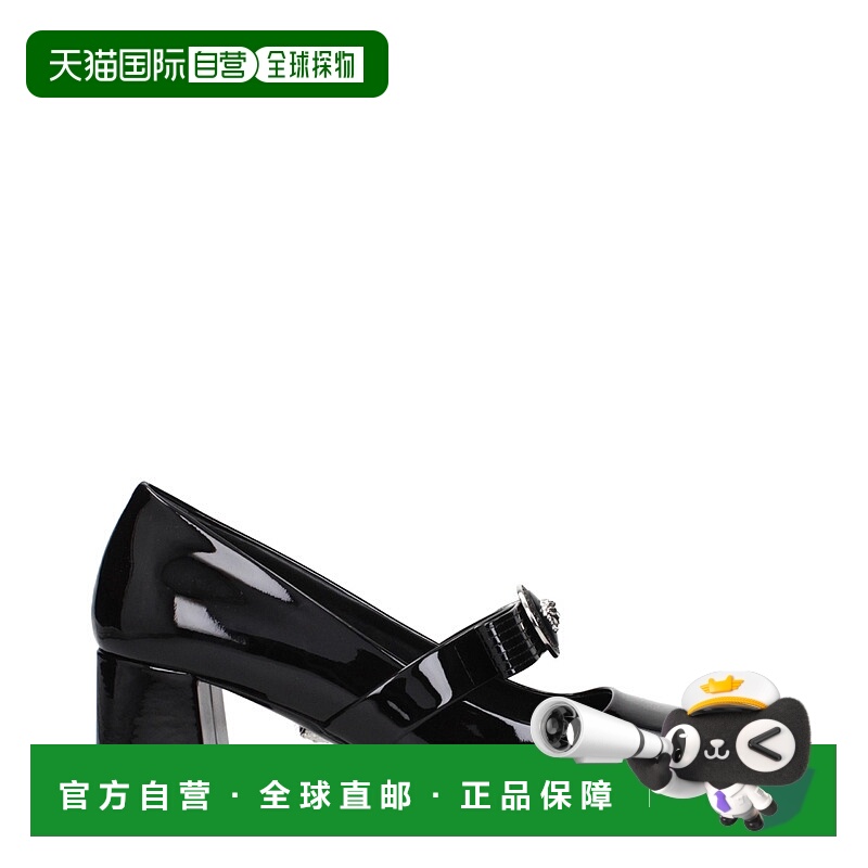 自营Versace Leather Mid Heel Women's Pumps - black 美国奥莱