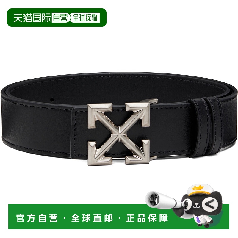 1h可退 香港直邮潮奢 off-white 男士 黑色 Arrow Quote Leather