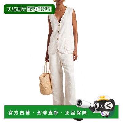 自营velvet by graham & spencer白色Acie亚麻背心 美国奥莱直发