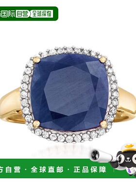 自营ross-simons罗斯-西蒙斯蓝宝石和 . 14 克拉黄金钻石戒指 蓝