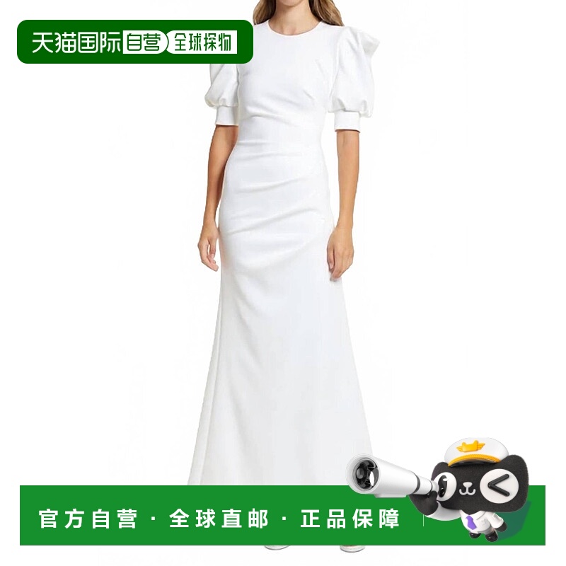 自营black haloPuff Sleeve Maxi Dress In Creme - creme 美国奥