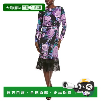 自营Tadashi Shoji Akilah Floral Blouson Midi Dress - black