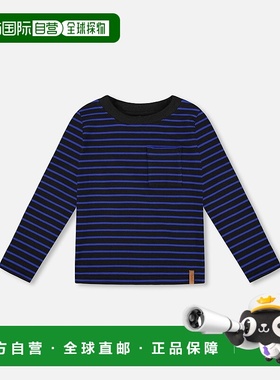 自营deux par deuxLong Sleeve Brushed Jersey Striped Tee Blac