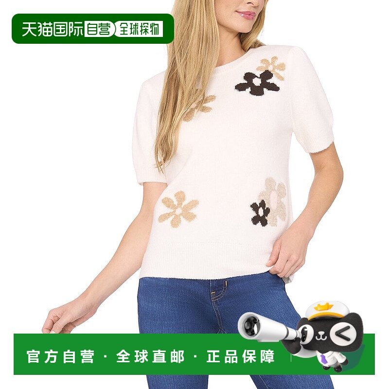 自营CeCe Groovy花套头衫-白色 美国奥莱直发