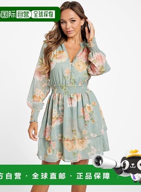 自营 guessMichelle 短款碎花连衣裙 - superlative sage crush m