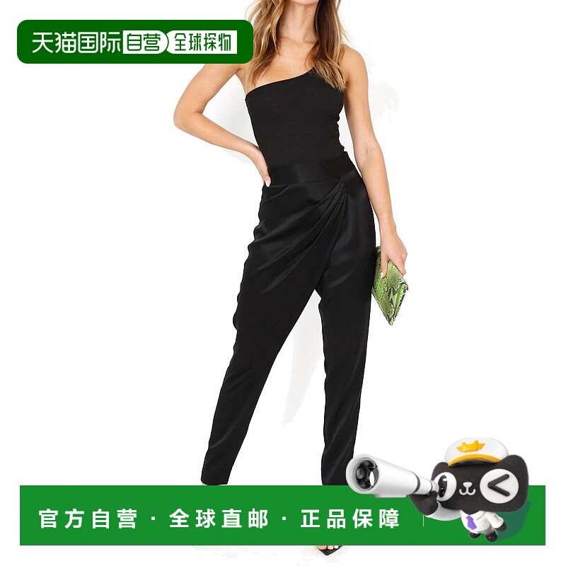 自营michelle mason黑色丝绸垂褶不对称长裤 美国奥莱直发