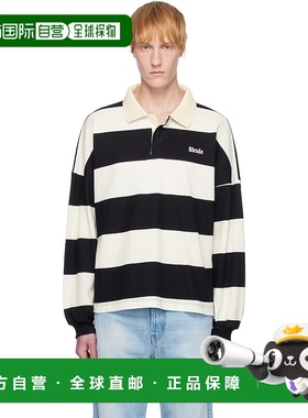 1h可退 香港直邮潮奢 Rhude 男士 黑色 & 白色 Striped Pique Pol