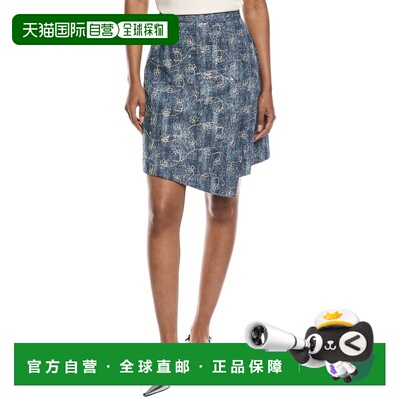 自营Gracia Flower Embroidered Mini Denim Skirt - blue 美国奥