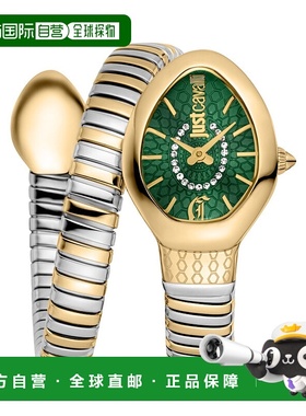 自营JUST CAVALLI Womens's Snake Watch, Gold Color Case, Dark